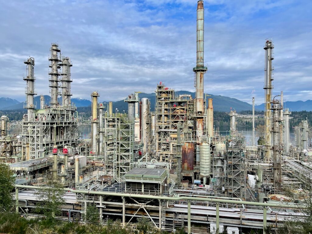 Large oil and gas production facility where crude oil viscosity and cold-flow management are essential