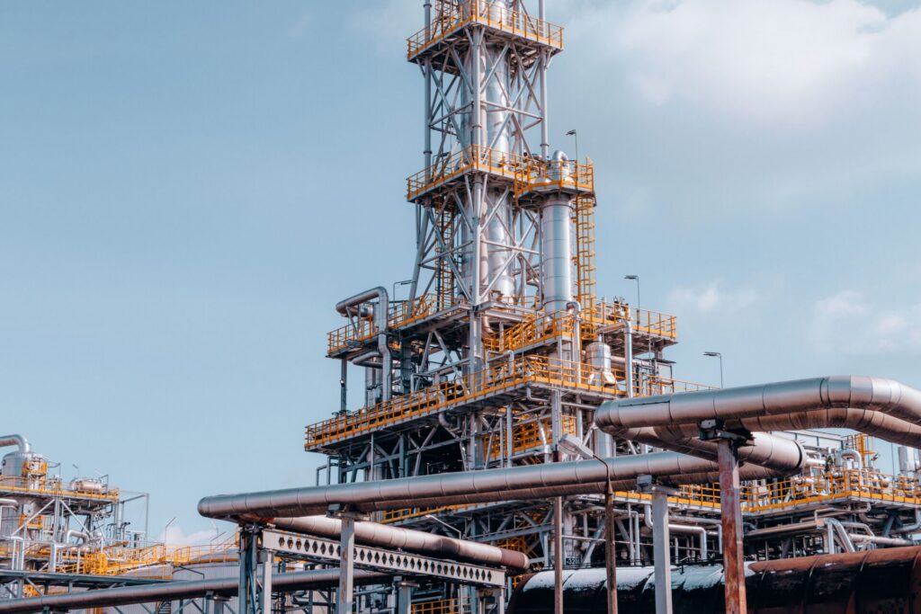 Oil refinery process units and pipework where slop oil accumulates
