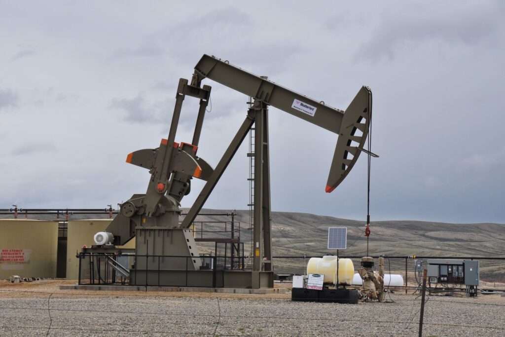 Oil pump jack and wellsite equipment, where oil and water are produced and sheared together